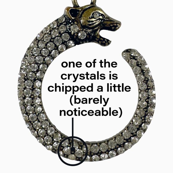 Samantha Wills Panther Crystal Crescent Necklace Brass Chain Old Money Boho Luxe - Picture 6 of 10